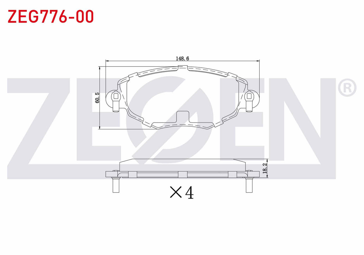 Zegen ZEG776-00 Brake Pad Front Ford Mondeo III 1.6i 16V 2000-2007 / Mondeo III 2.0 TDCi 2000-2007 / Mondeo III — Brake Pads