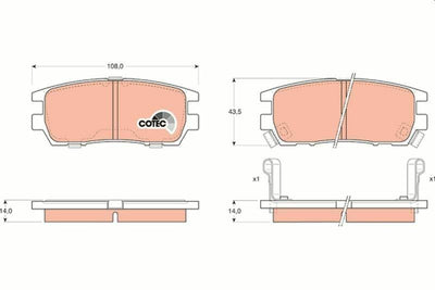 TRW Rear Brake Pads GDB1127 - Compatible with L400 1995-2005, Pajero II 1991-2000, Sigma 1990-1996