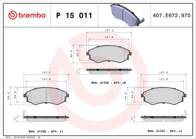 Brembo P15011 Brake Pad Front Low-Met Ssangyong — Brake Pads