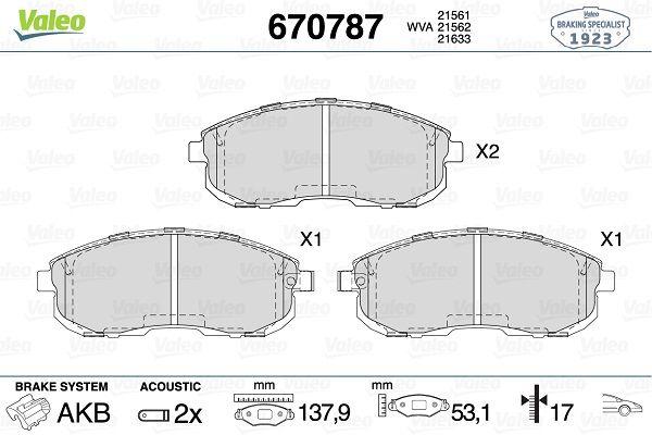 Valeo 670787 Brake Pad Front Juke 1.5D-1.6i — Brake Pads