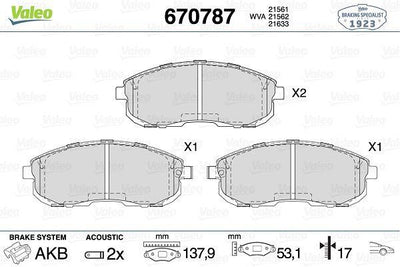 Valeo 670787 Brake Pad Front Juke 1.5D-1.6i — Brake Pads