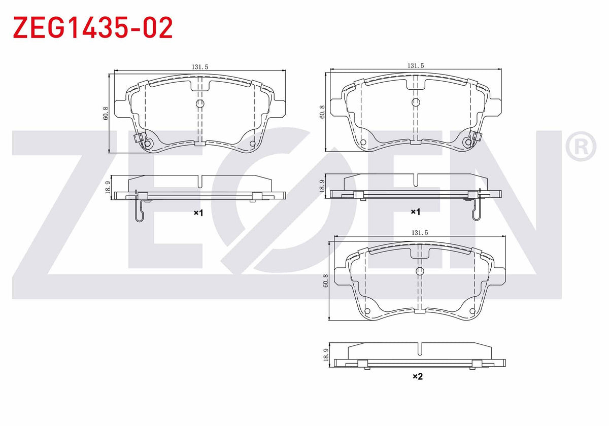 Zegen ZEG1435-02 Brake Pad Front with Wear Indicator Hyundai Ix20 (Jc) 1.4i 2010-/ 1.4 CRDi 2010-/ 1.6i 2010-/ K — Brake Pads