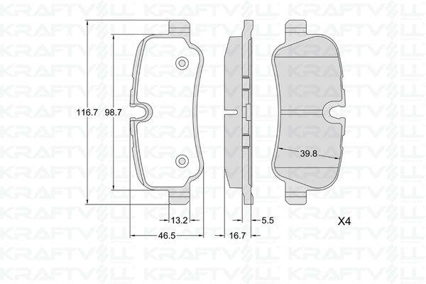 Kraftvoll 07010429 Brake Pad Rear Discovery III 05 > 09 Discovery IV 2.7-3.0-5.0 10 > 16 Range Rover Sport 05 > — Brake Pads