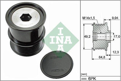 INA 535028410 Ford Focus 2018 Model onwards 1.0 Ecoboost Alternator Pulley — Starting & Charging