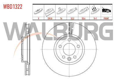 WALBURG WBD1322 Brake Disc Front Air 5 Bjn 339, 8X32 and 2 more models — Brake Rotors & Drums