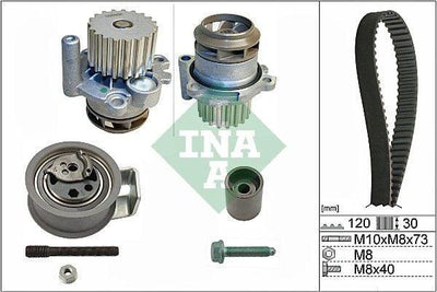 INA 530009130 Timing Tk + Water Pump for Golf IV, Bora, Passat 1.9Tdi — Water Pump & Thermostat