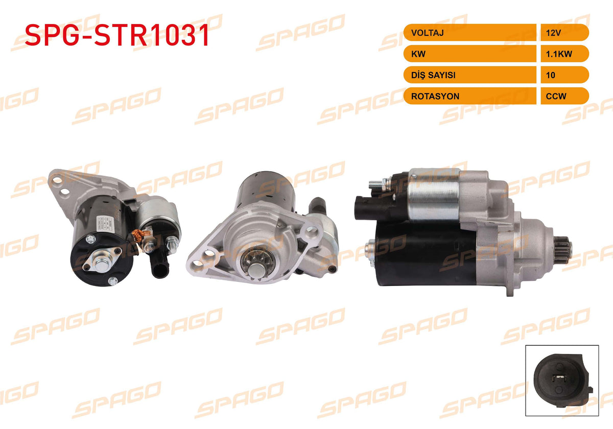 SPAGO SPG-STR1031 Starter Motor 12V 1.1Kw 10 Outer Ccw (Str6528) Golf V VI-Jetta III IV-Passat B6 B7 / — Starting & Charging