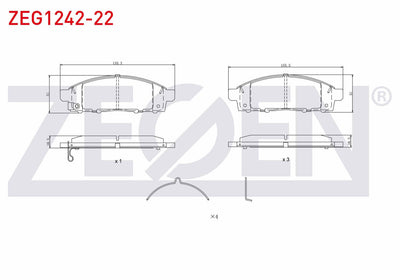 Zegen ZEG1242-22 Brake Pad Front with Wear Indicator Cable Drilled Mitsubishi L 200 2.4 DI-D 2015-/ Fiat Fullbac — Brake Pads