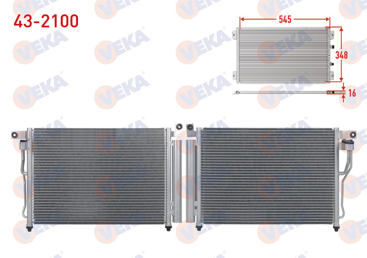 Veka 43-2100 A/C Condenser Hyundai Accent Era 1.5 CRDi A-T / M-T 2006-2012 — Condensers & Evaporators