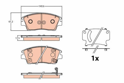 TRW GDB2197 Brake Pads - Front for Hyundai Tucson 16 & Kia Sportage 15