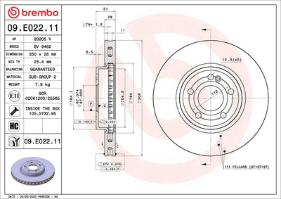 Brembo 09.E022.11 Brake Disc Front W118 W177 W247 — Brake Rotors & Drums