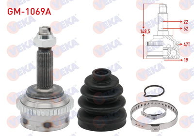 Veka GM-1069A CV Joint Left-Right Front Outer Chevrolet Kalos (T200) 1.2 with ABS 47 Outer 22X19x5 — Axles, CV Joints & Boots