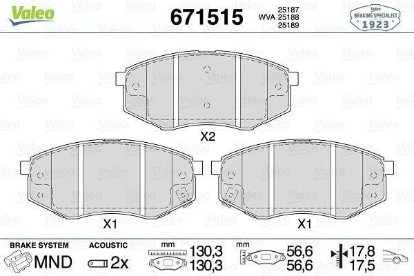 VALEO Front Brake Pads - Durable Braking Performance for Hyundai Ix20 2010- & Soul II 2014-