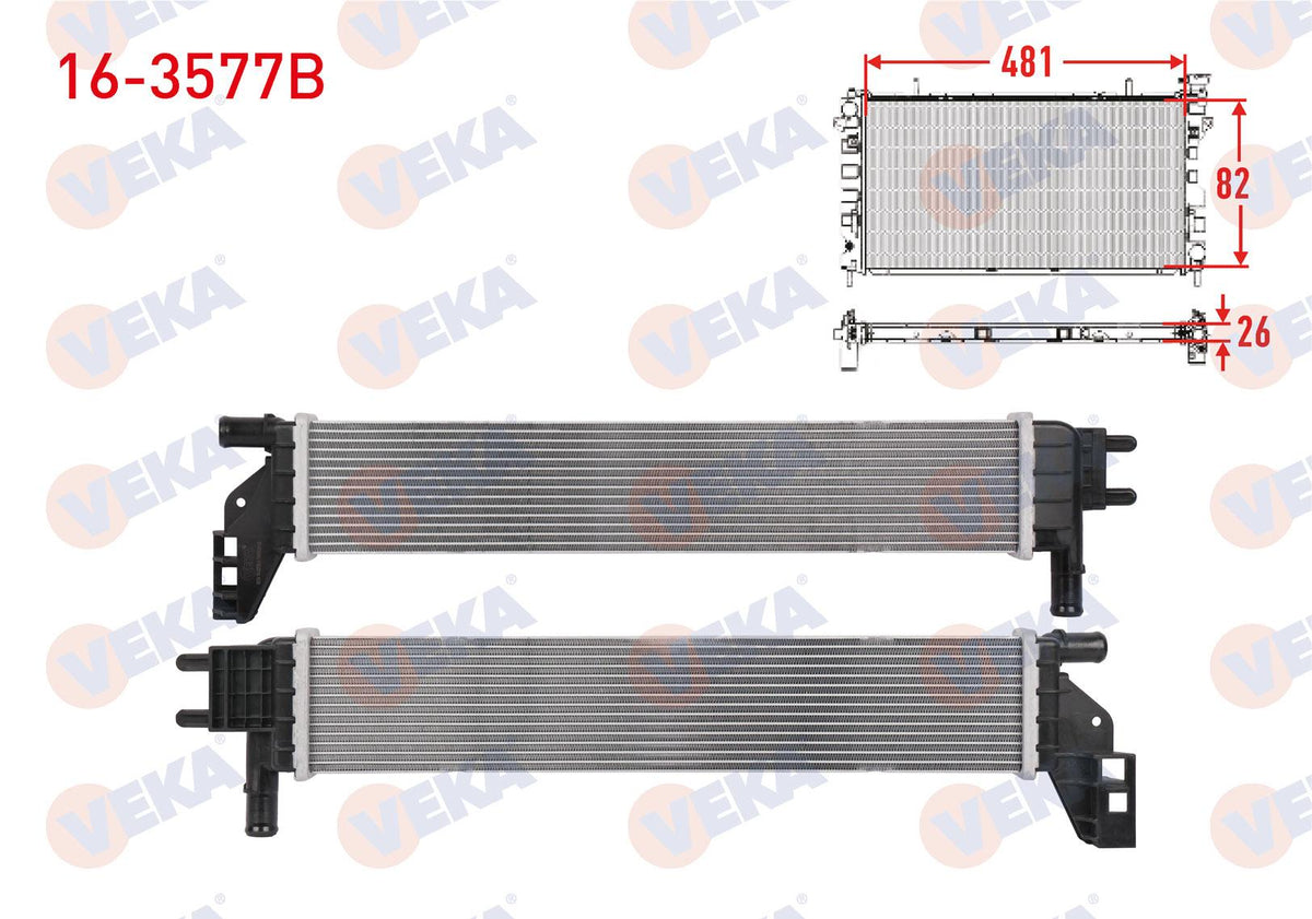 Veka 16-3577B Ek Su Radiator Brazing Dacia Duster 1.5 dCi 2019-/ Express 1.5 Blue dCi 2021-/ Dokker-Lodgy — Radiators & Fans