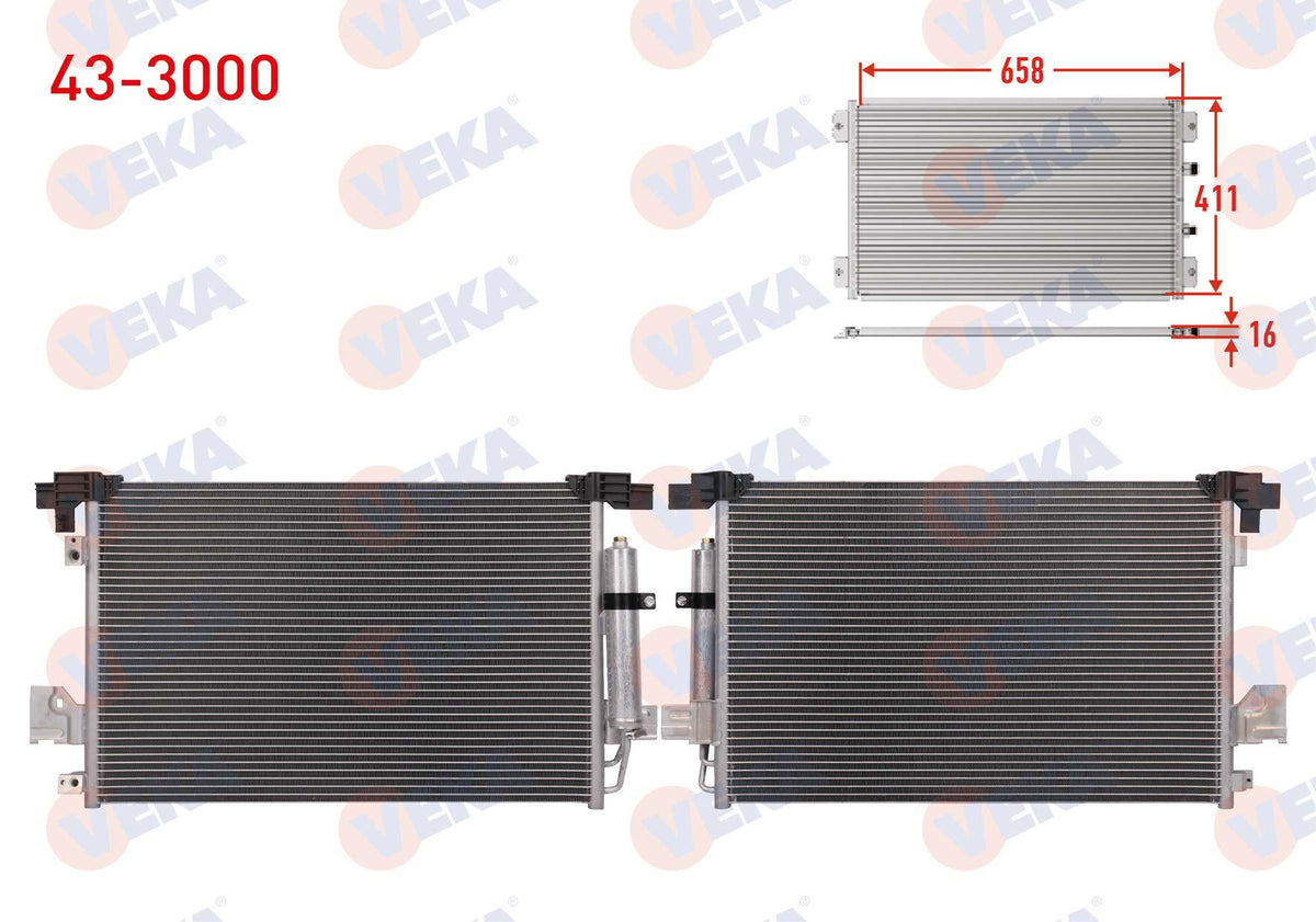 Veka 43-3000 A/C Condenser Mitsubishi Lancer VIII 1.5 2008 — Condensers & Evaporators