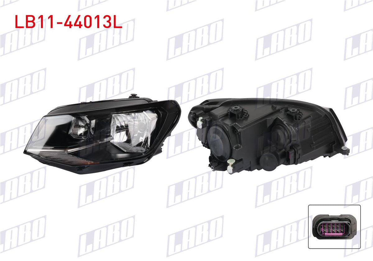 LABO LB11-44013L Headlight Left (Black with Frame) Volkswagen Caddy 2016-2020 — Headlights