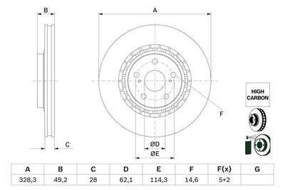 Bosch 0986479G63 Brake Disc Front Toyota Rav4 Coated Set of 2 — Brake Rotors & Drums