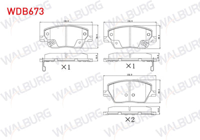 WALBURG WDB673 Brake Pad Front with Wear Indicator Fiat Egea 1.3 Mjt-1.6 Mjt-1.4 16V-1.6 16V 2015-/ 1.6 2020 — Brake Pads