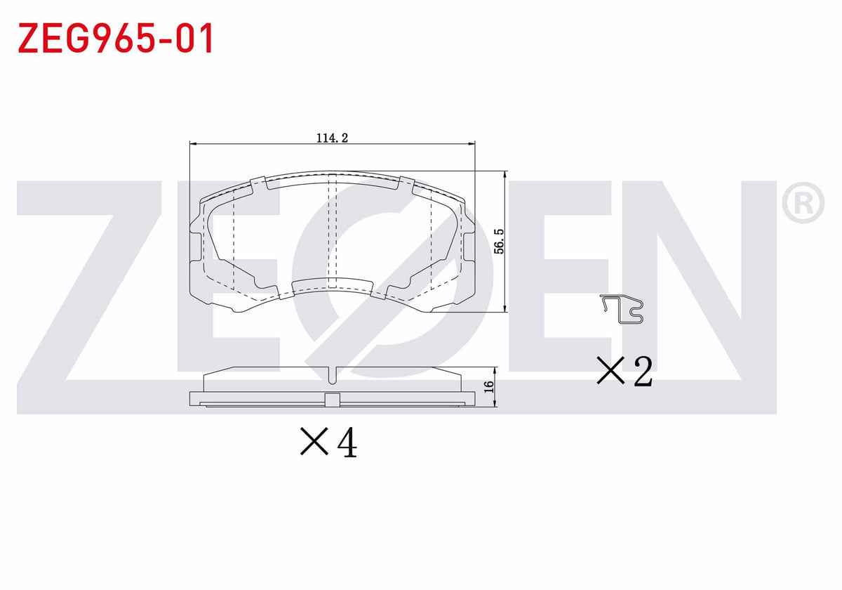 Zegen ZEG965-01 Brake Pad Front Mitsubishi Lancer (Csw) 1.6 2003-2008 — Brake Pads