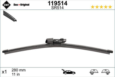 Valeo 119514 Wiper Blade Rear 285mm Golf VI/VII Polo 2009- — Wipers