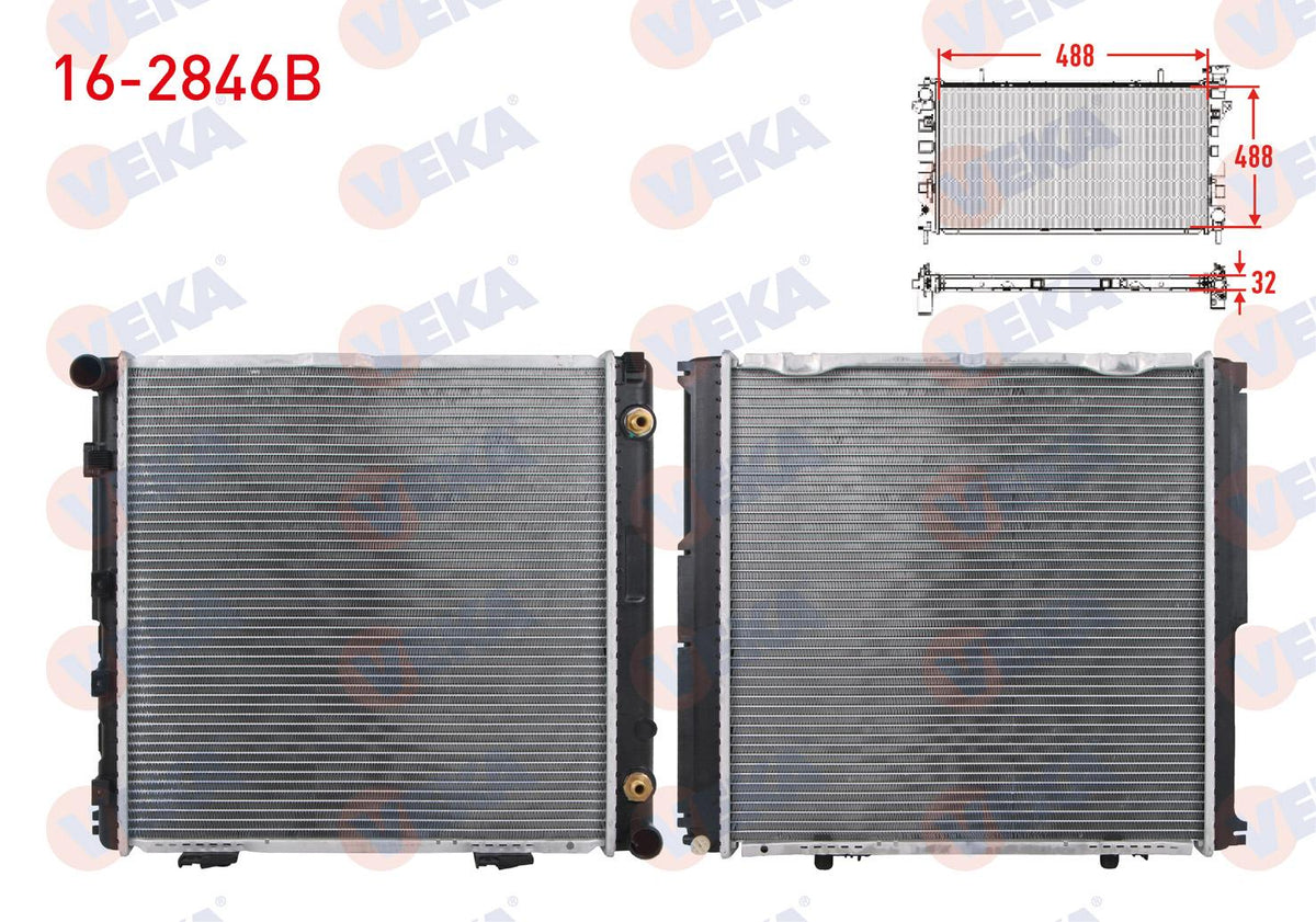 Veka 16-2846B Su Radiator Brazing Mercedes E Series (W124) 200 E A-T Ac + 1988-1993 — Radiators & Fans