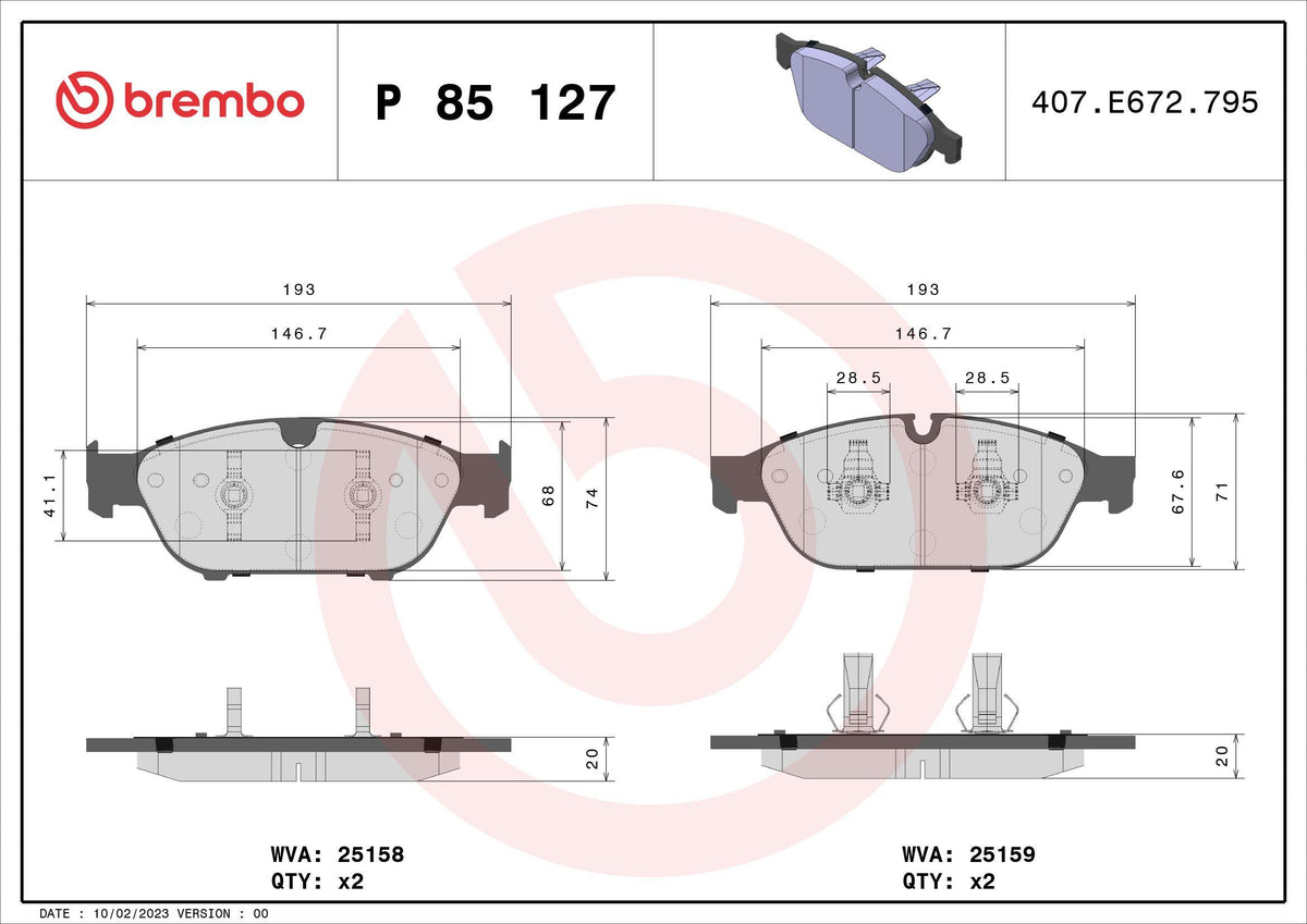Brembo P85127 Brake Pad Front Audi A6 A7 A8 2011-18 — Brake Pads