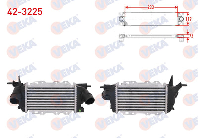 Veka 42-3225 Turbo Radiator (Intercooler) Opel Vectra B 2.0 DTi 16V 101 Hp 1997-2002 — Radiators & Fans