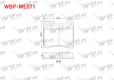 WGN WBP-ME071 Brake Pad Front Mercedes S Series (W140) S 320 1991-1998 / S Series (W140) S 300 1991-1998 — Brake Pads