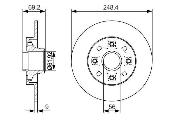 BOSCH Rear Disc Brake 0986479S43 - Includes 2 Pieces — Brake Rotors & Drums