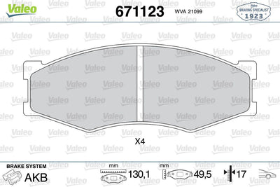 Valeo 671123 Brake Pad Front-Nissan D21 1986-1997 D22 1998-2002 — Brake Pads