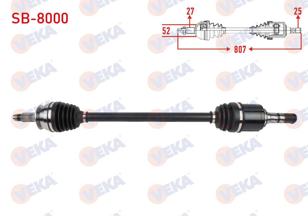 Veka SB-8000 Complete Axle Left-Right Front Length 807mm Subaru Forester 2.0 i Awd — Axles, CV Joints & Boots