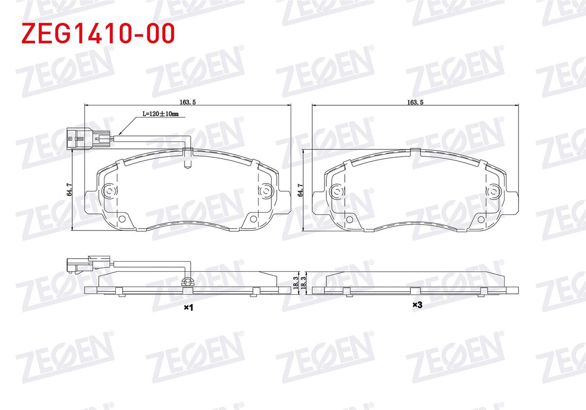 Zegen ZEG1410-00 Brake Pad Front with Connector Renault Master III (Fv) 2.3 dCi 2010-/ Master III (Fv) 2.5 dCi 2 — Brake Pads