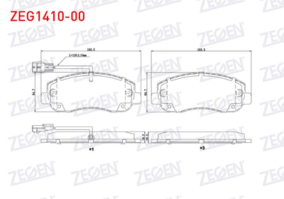 Zegen ZEG1410-00 Brake Pad Front with Connector Renault Master III (Fv) 2.3 dCi 2010-/ Master III (Fv) 2.5 dCi 2 — Brake Pads