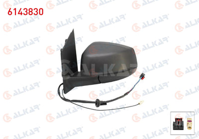 Alkar 6143830 Outer Rear View Mirror Left Electric Heated Antenlı 5 Pin Ford Tourneo Connect 2022-/ Volkswagen Caddy V 2020
