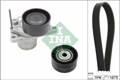 INA 529024710 V-Belt Set 1.6 dCi Tensioner Housing + Bearing + 7Pk1675 Belt Scenic IV-Espace V-Megane III-IV-Traffic — Belts