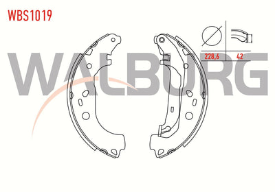 WALBURG WBS1019 Brake Shoe Rear Ford Focus II (Da) 1.4i with Lever 228 — Brake Cables & Hardware