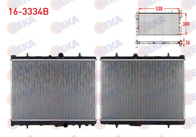 Veka 16-3334B Water Radiator Brazing Peugeot 407 (6D) 2.0 HDi A-T Ac + /-2004-2011 — Radiators & Fans