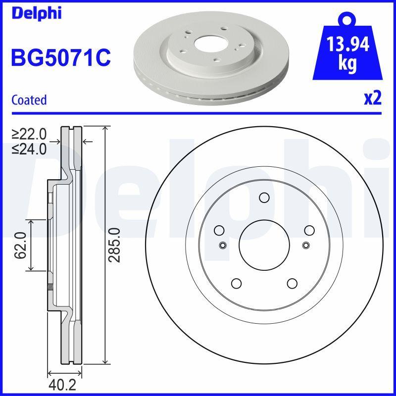 Delphi BG5071C Brake Disc (Twin Pack)-Painted, Deliksiz
