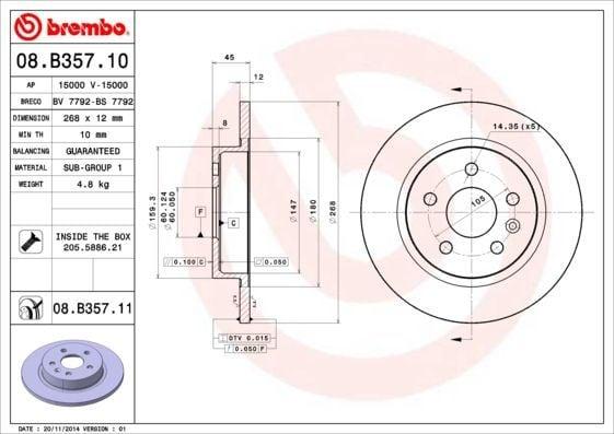 BREMBO Brake Disc 08.B357.10 — Brake Rotors & Drums