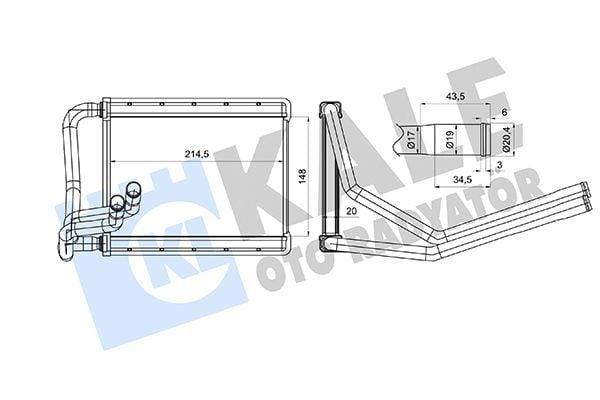 Kale Radiator for Kia Cerato II, Close-up of Kale Radiator 360830 features Kale Radiator 360830 for Kia Cerato II - 10 Tubes, Aluminum, Mechanics & Car Owners | 5.83 in x 8.46 in x 0.79 in Kale Radiator 360830 for Kia Cerato II | 10 Tubes kale, radiator, kia-cerato-ii, car-parts, mechanics, car-owners, automotive, cooling-system, ai-generated, car-maintenance