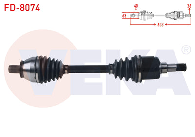 Veka FD-8074 Complete Axle Left Front Ford Mondeo IV 1.6. TDCi-2.0 TDCi M-T Length 603mm 2007-2014 — Axles, CV Joints & Boots