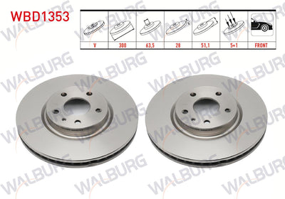 WALBURG WBD1353 Brake Disc Front Air 5 Bjn 300X28x63,5X51 — Brake Rotors & Drums