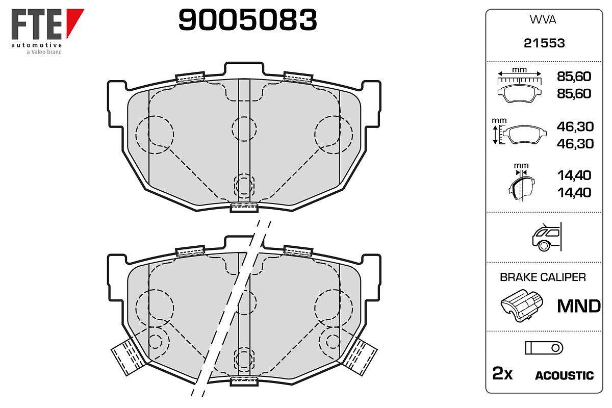 Fte 9005083 Rear Brake Pad Hyundai Elantra 1996-2006 Kia Cerato 2004-> — Brake Pads