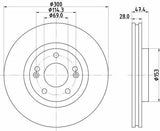 HELLA Pagid 8DD355114-481 - Ventilated Brake Disc for Hyundai i30 & Kia Sportage — Brake Rotors & Drums