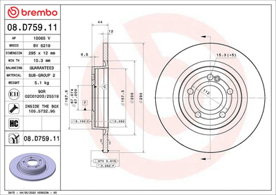 Brembo 08.D759.11 Brake Disc Rear Mercedes W118 W177 W247 C118 H247 18-20 — Brake Rotors & Drums