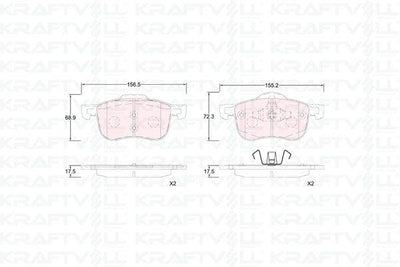 Kraftvoll 07010358 Front Brake Pad Volvo S60 01 > S80 98 06 V70 I II 97 > Xc70 00 > — Brake Pads