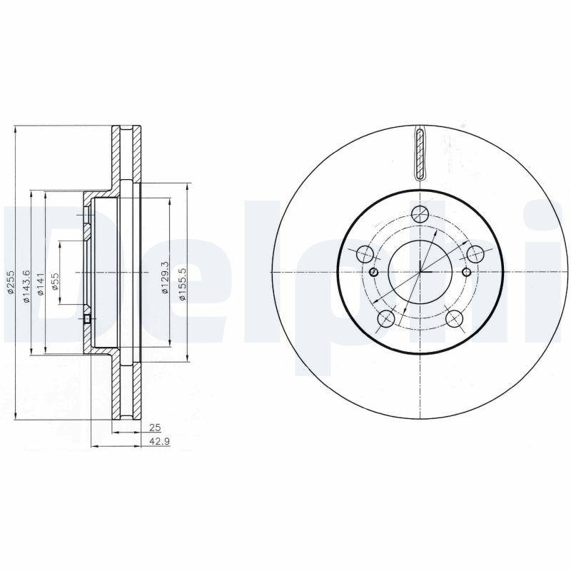 Delphi BG4290 Brake Disc Front Toyota Corona AT191 92-97 Carina E 92- Celica 93- Air 255mm — Brake Rotors & Drums