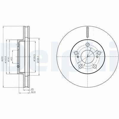 Delphi BG4290 Brake Disc Front Toyota Corona AT191 92-97 Carina E 92- Celica 93- Air 255mm