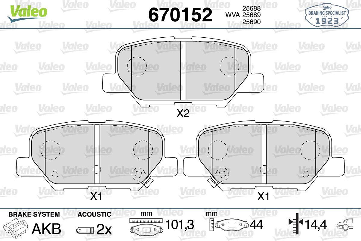 Valeo 670152 Brake Pad Rear Mitsubishi ASX 12-, Outlander II 12- and 2 more models — Brake Pads