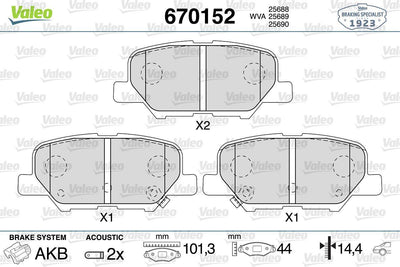 Valeo 670152 Brake Pad Rear Mitsubishi ASX 12-, Outlander II 12- and 2 more models — Brake Pads